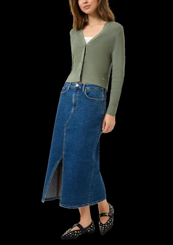 Gerippte Strickjacke aus Viskosemix