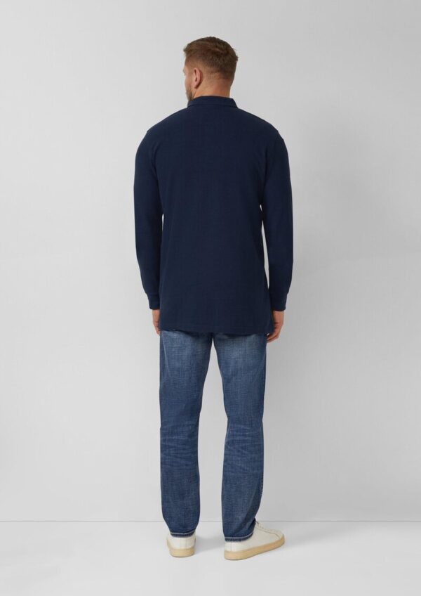 Langarm-Poloshirt mit Waffelstruktur und Logo-Patch