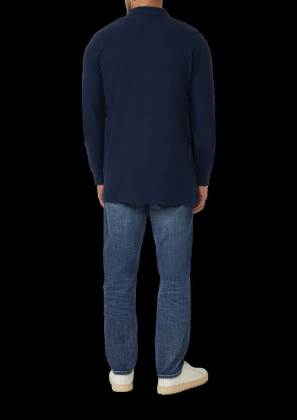 Langarm-Poloshirt mit Waffelstruktur und Logo-Patch