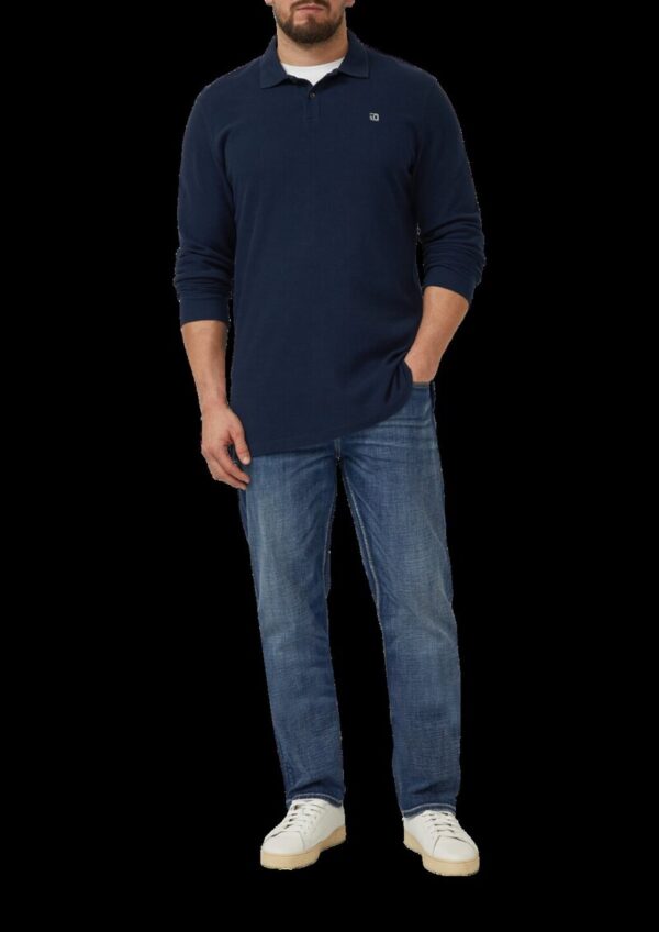 Langarm-Poloshirt mit Waffelstruktur und Logo-Patch