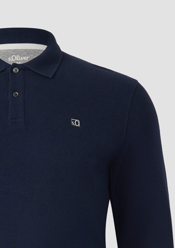 Langarm-Poloshirt mit Waffelstruktur und Logo-Patch