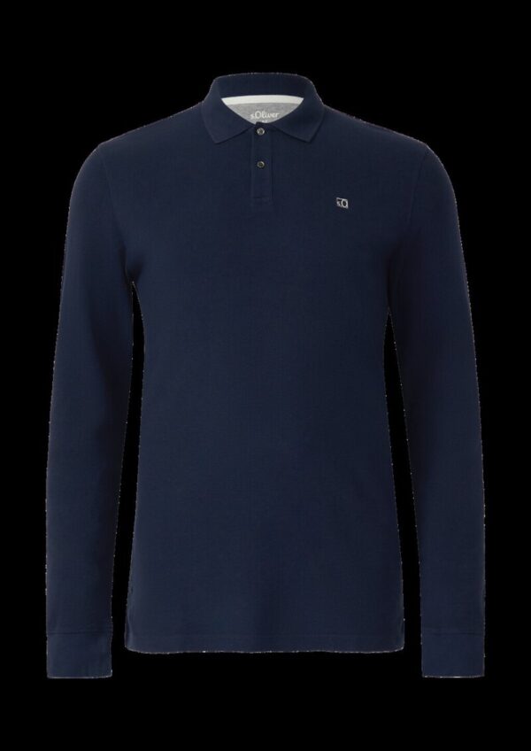 Langarm-Poloshirt mit Waffelstruktur und Logo-Patch