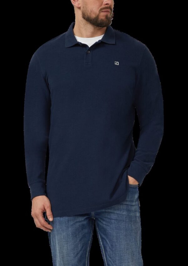 Langarm-Poloshirt mit Waffelstruktur und Logo-Patch