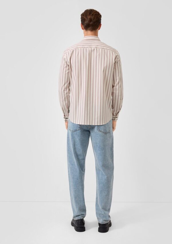 Regular Fit: Gestreiftes Langarmhemd mit Kentkragen