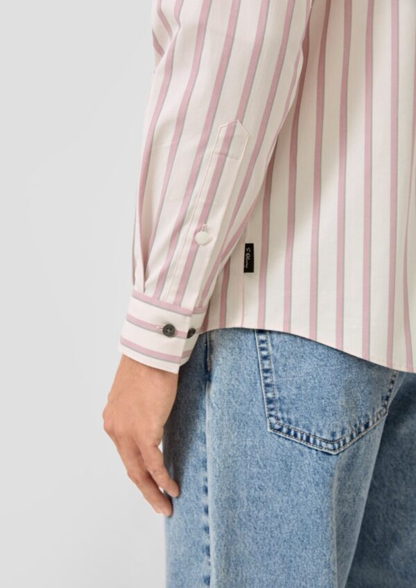 Regular Fit: Gestreiftes Langarmhemd mit Kentkragen