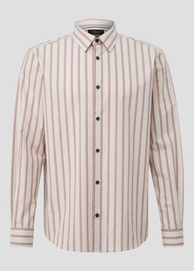 Regular Fit: Gestreiftes Langarmhemd mit Kentkragen