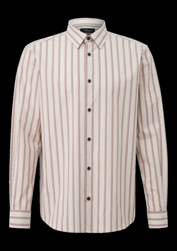 Regular Fit: Gestreiftes Langarmhemd mit Kentkragen