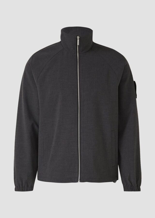 Sportive Raglan-Jacke aus meliertem Stretch-Gewebe