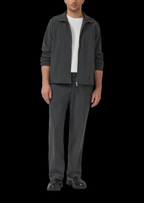 Wide-Leg-Hose mit Elastikbund aus meliertem Stretch-Gewebe