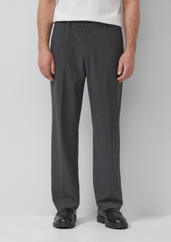 Wide-Leg-Hose mit Elastikbund aus meliertem Stretch-Gewebe