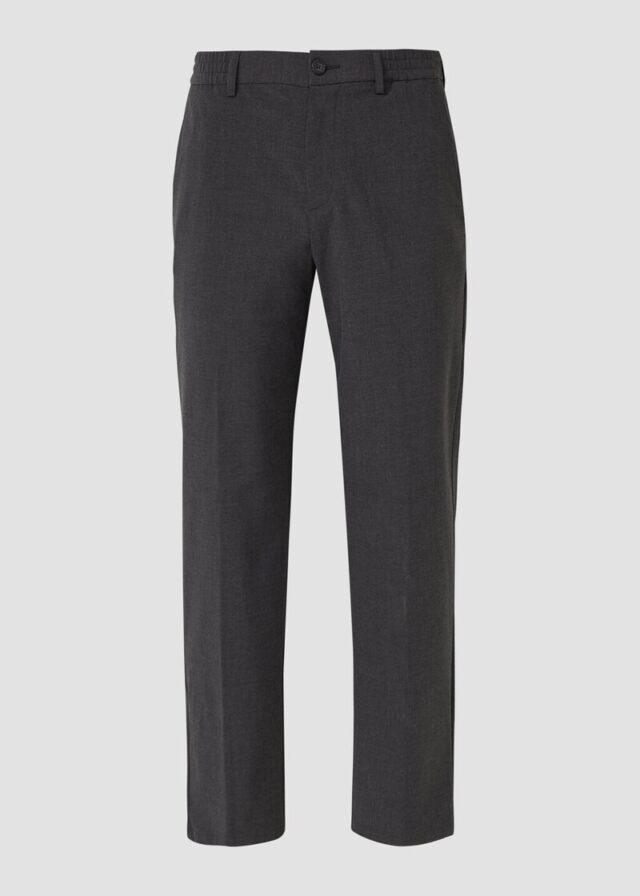 Wide-Leg-Hose mit Elastikbund aus meliertem Stretch-Gewebe