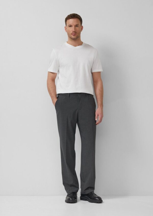 Wide-Leg-Hose mit Elastikbund aus meliertem Stretch-Gewebe