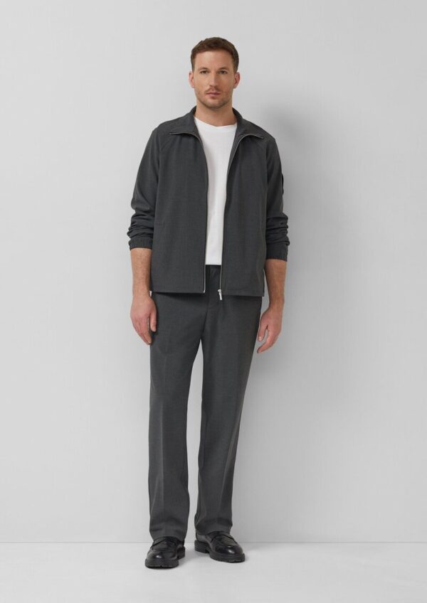 Wide-Leg-Hose mit Elastikbund aus meliertem Stretch-Gewebe