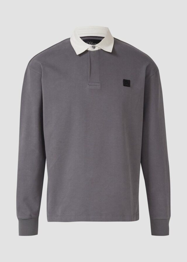 Softes Langarm-Poloshirt im Relaxed Fit