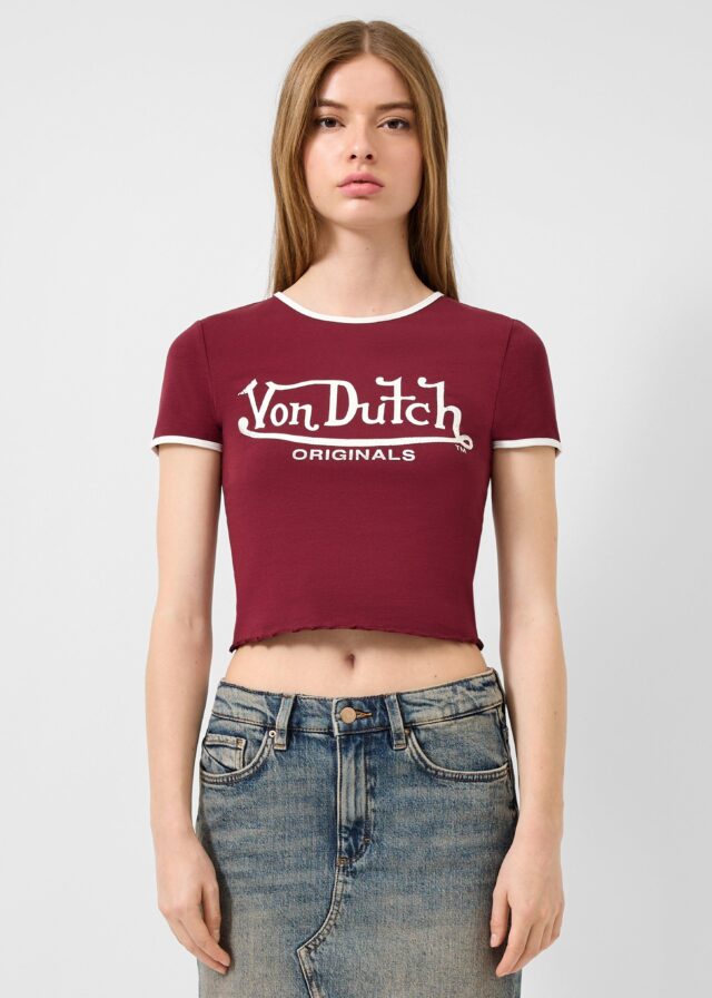 Cropped T-Shirt mit Frontprint | QS x Von Dutch