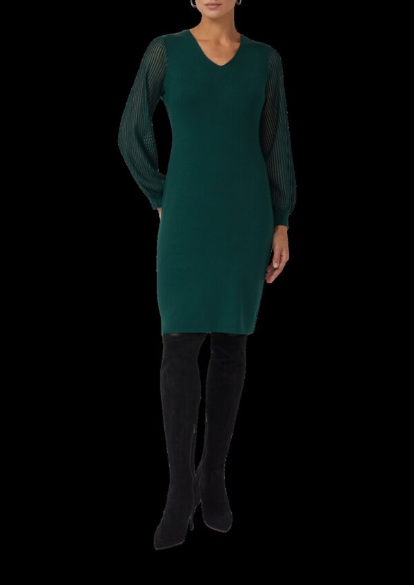 Feinstrick-Kleid aus Viskosemix mit semitransparenten Ärmeln