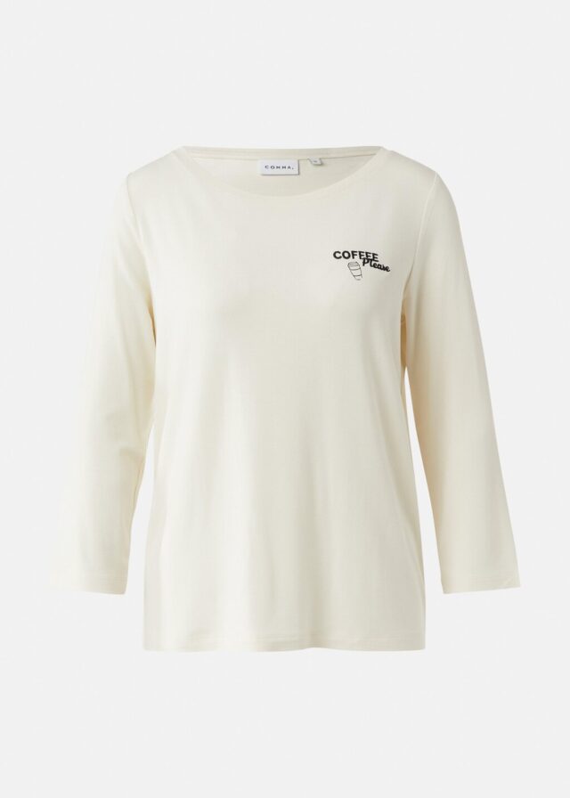 Jersey-T-Shirt mit 3/4-Ärmeln und Frontprint