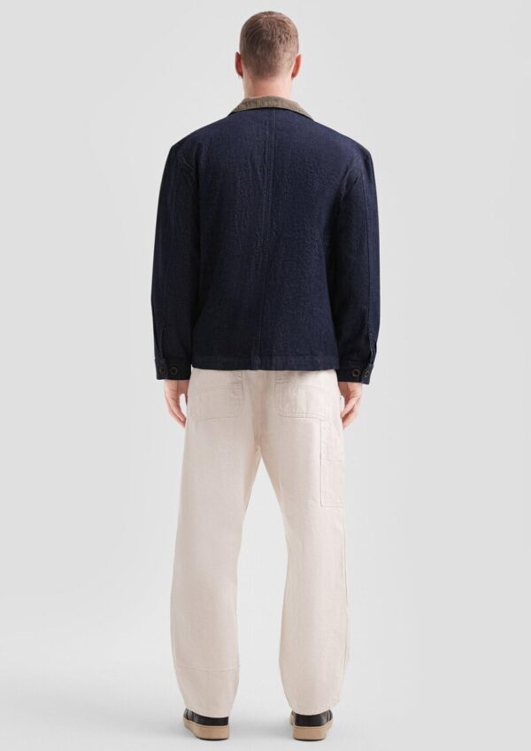 Denim-Overshirt mit Cordkragen