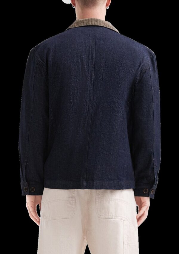 Denim-Overshirt mit Cordkragen