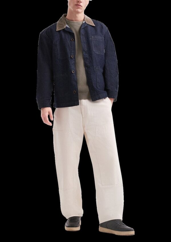 Denim-Overshirt mit Cordkragen