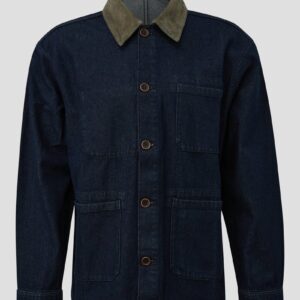 Denim-Overshirt mit Cordkragen