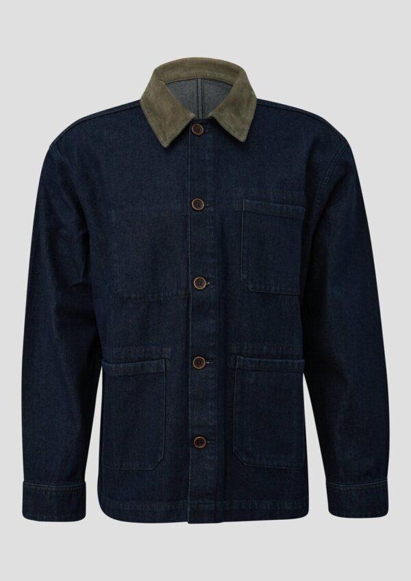 Denim-Overshirt mit Cordkragen