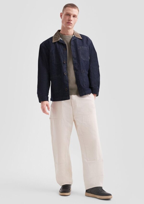 Denim-Overshirt mit Cordkragen