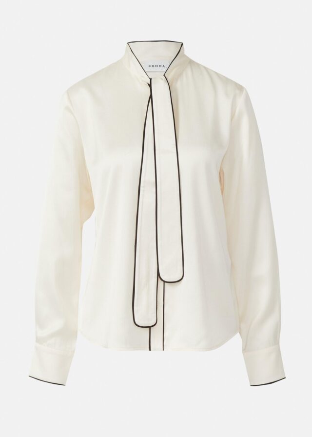 Satinbluse mit Schluppenkragen