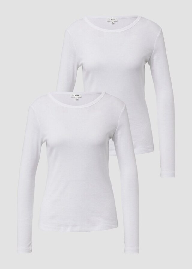 Geripptes Slim-Fit-Longsleeve im 2er-Pack