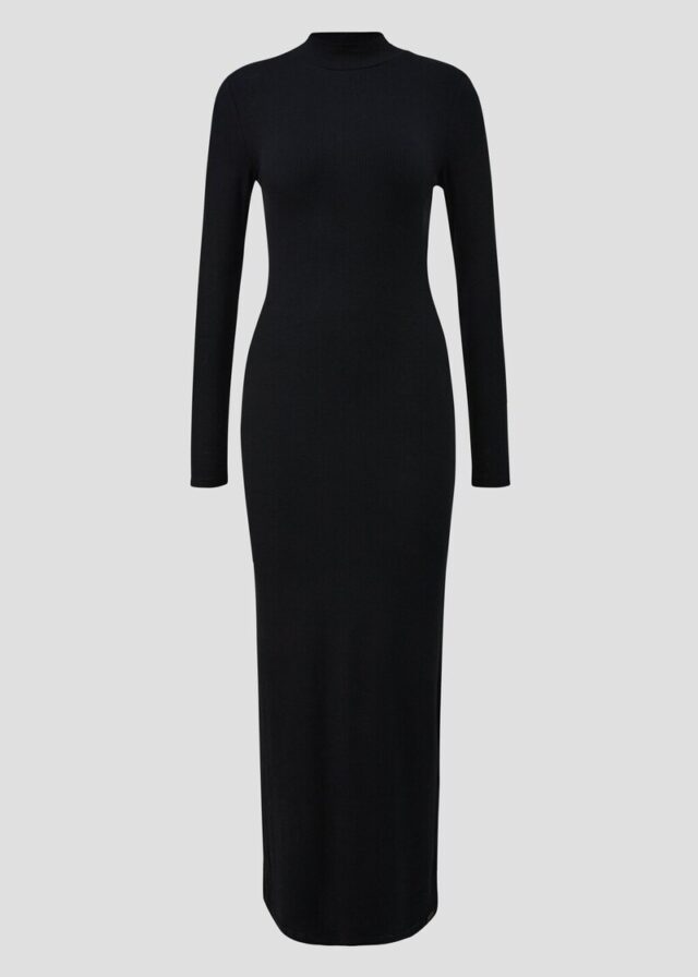 Rippkleid mit Stehkragen