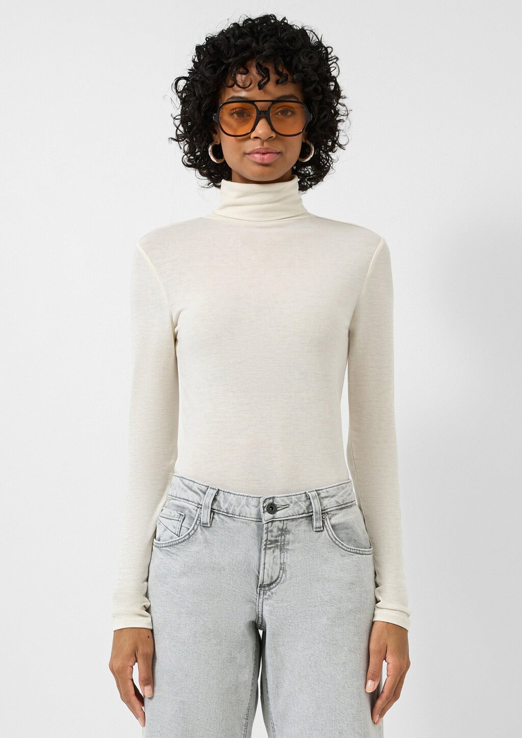 Leicht transparentes Rollkragenshirt