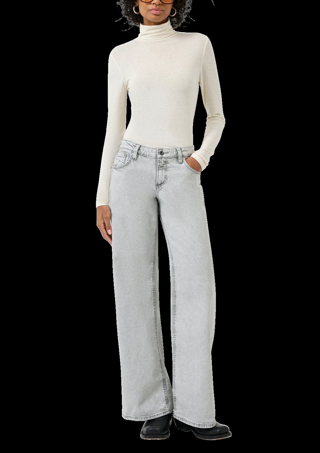 Leicht transparentes Rollkragenshirt