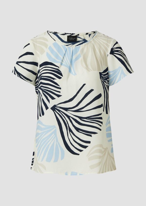 Crêpe-Bluse mit All-over-Print und Schmuckkante
