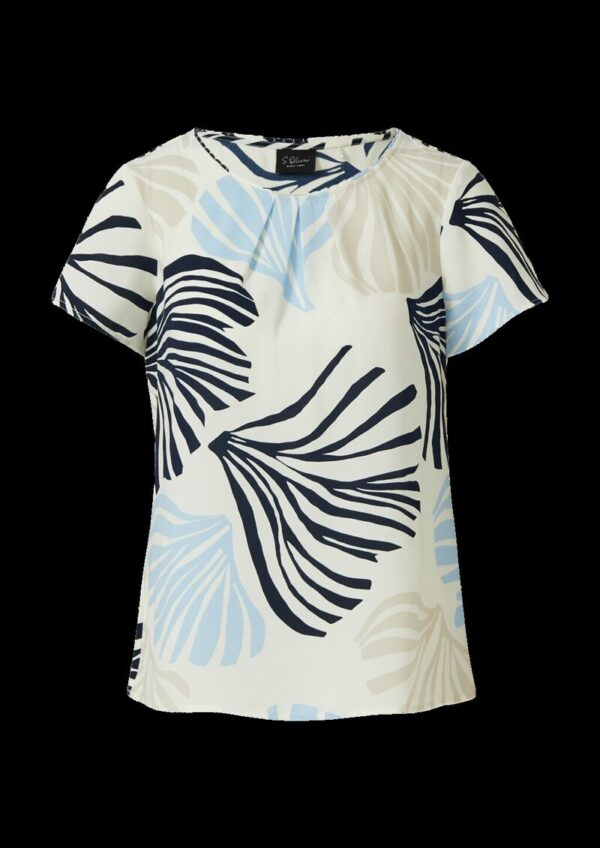 Crêpe-Bluse mit All-over-Print und Schmuckkante