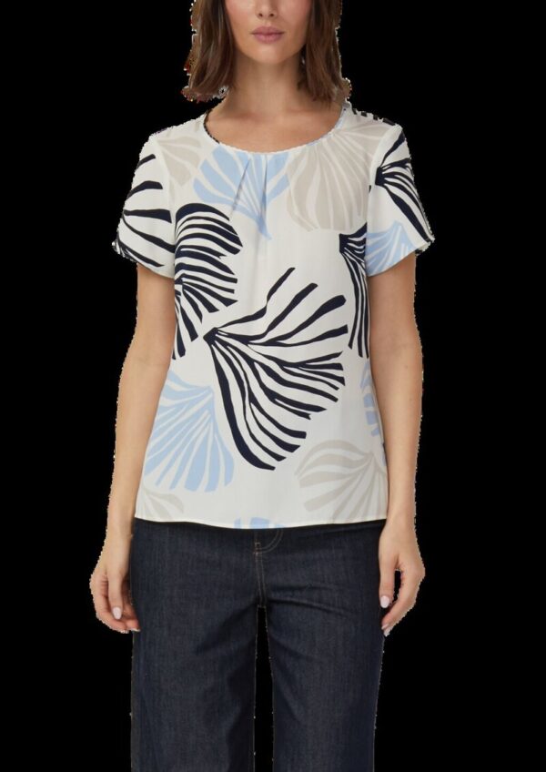 Crêpe-Bluse mit All-over-Print und Schmuckkante