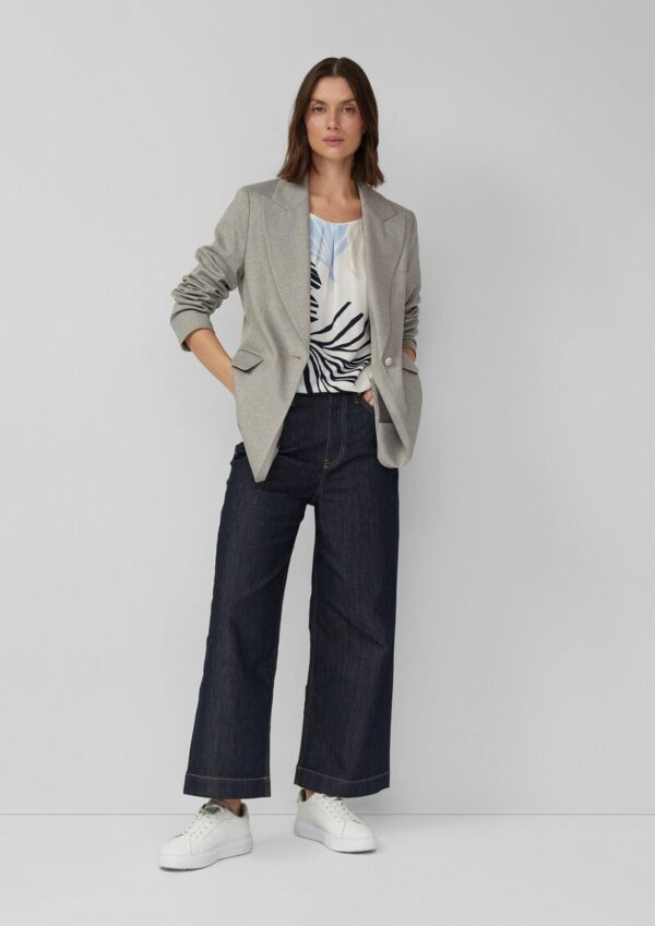 Crêpe-Bluse mit All-over-Print und Schmuckkante