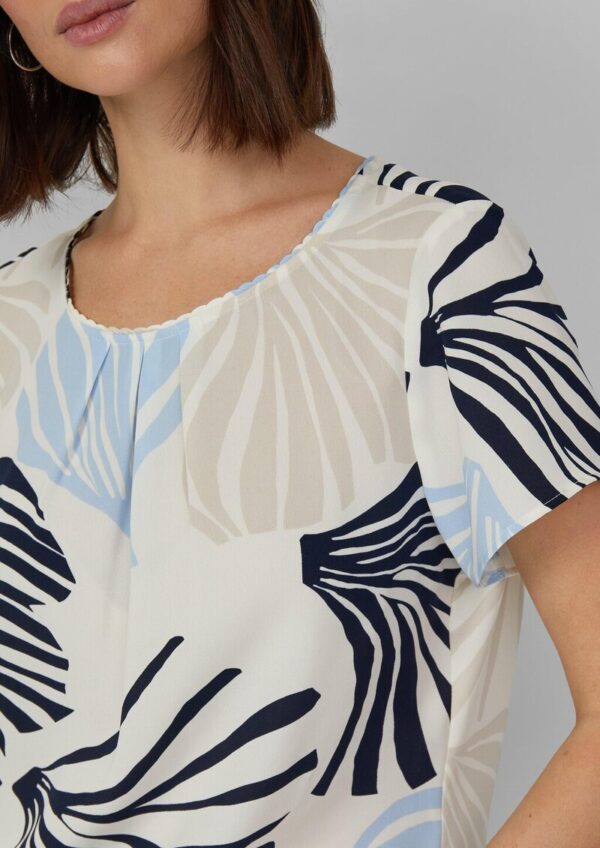 Crêpe-Bluse mit All-over-Print und Schmuckkante