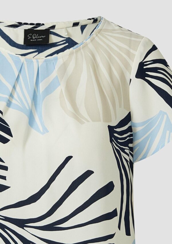 Crêpe-Bluse mit All-over-Print und Schmuckkante