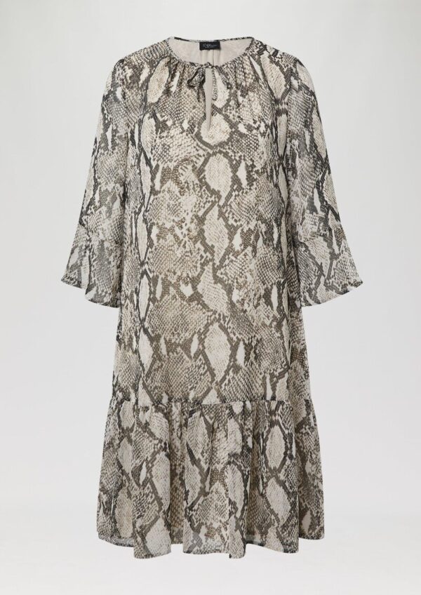 Kleid mit Schlangen-Print und Viskosefutter