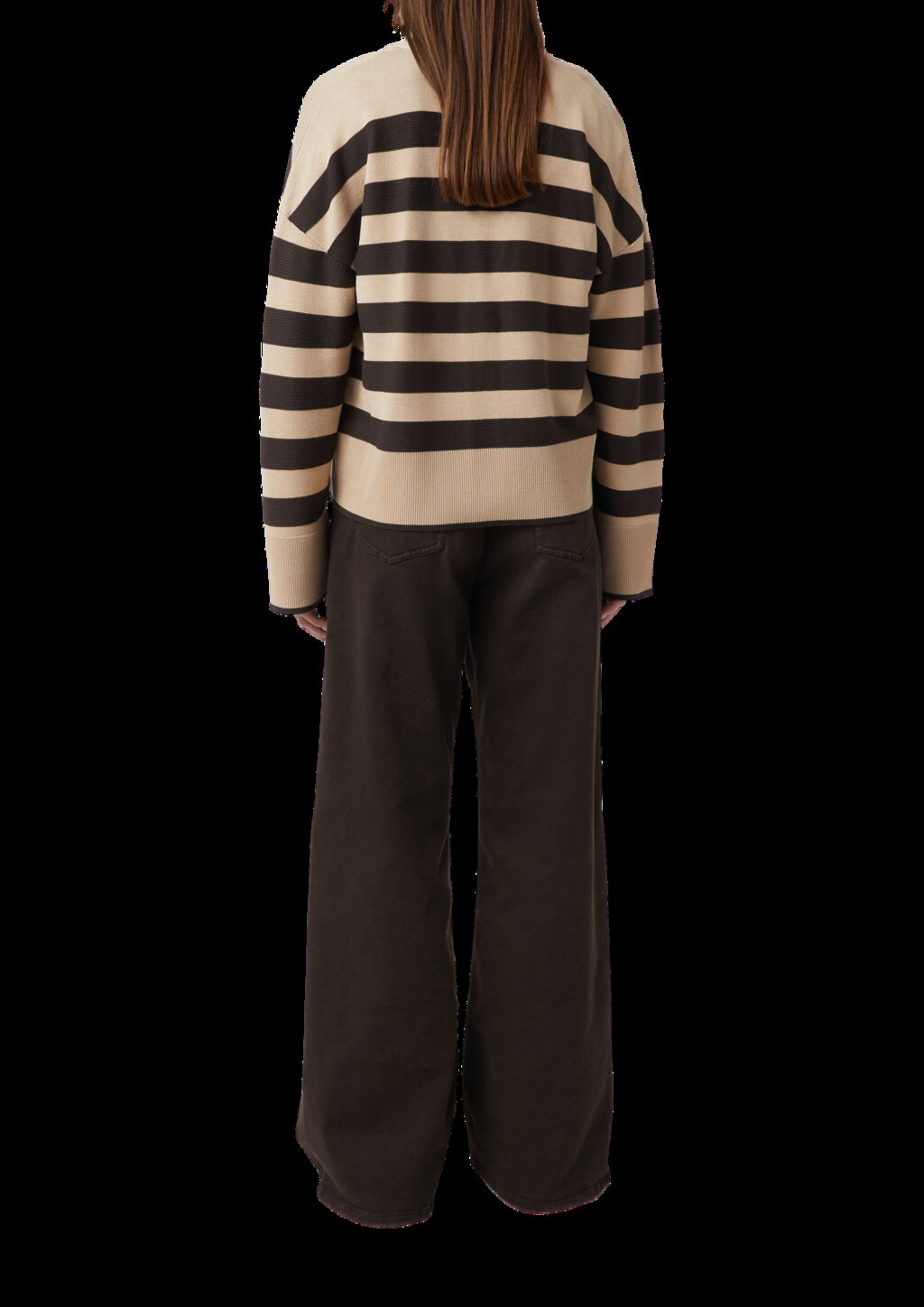 Gestreifter Cardigan mit weitem Ärmelabschluss