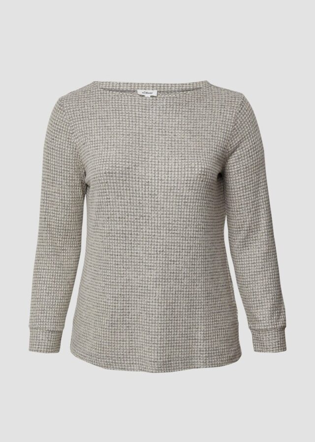 Relaxed Fit Shirt mit langen Ärmeln und U-Bootausschnitt