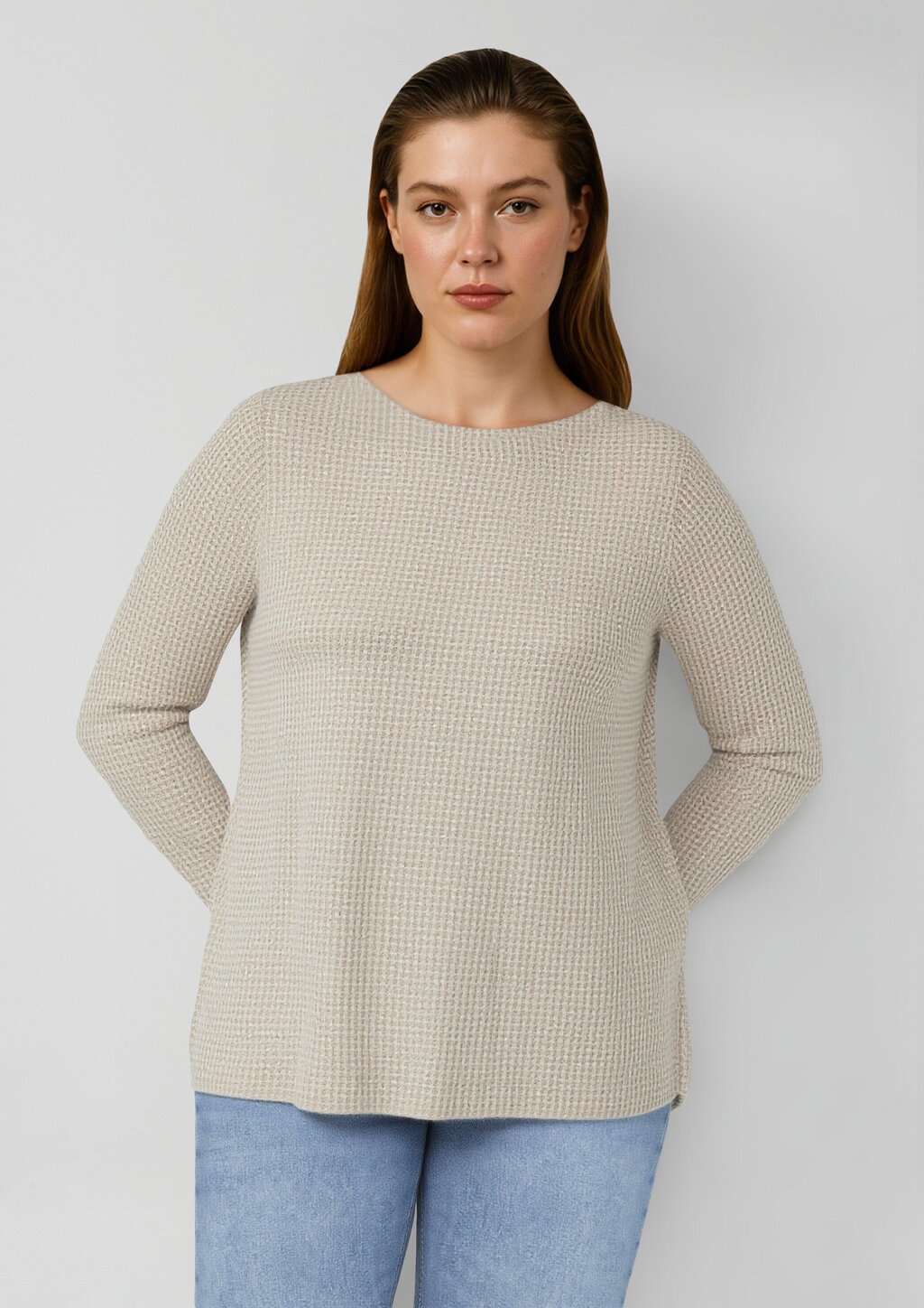 Relaxed Fit Shirt mit langen Ärmeln und U-Bootausschnitt