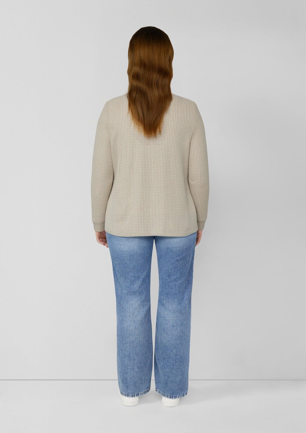 Relaxed Fit Shirt mit langen Ärmeln und U-Bootausschnitt