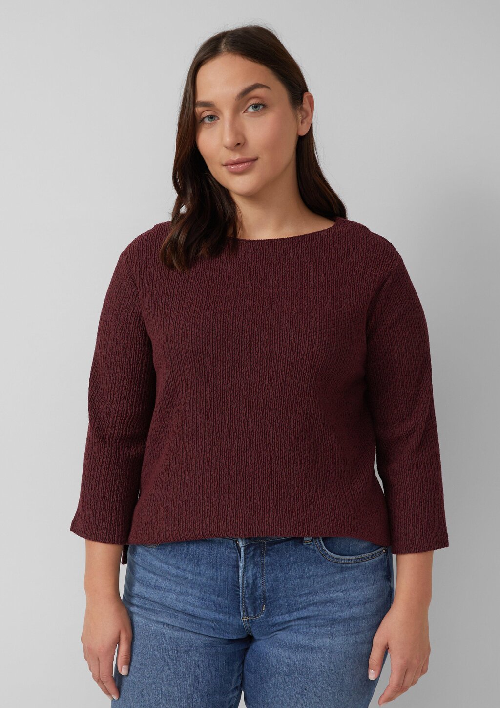 Verkürztes Struktur Shirt mit 3/4-Arm