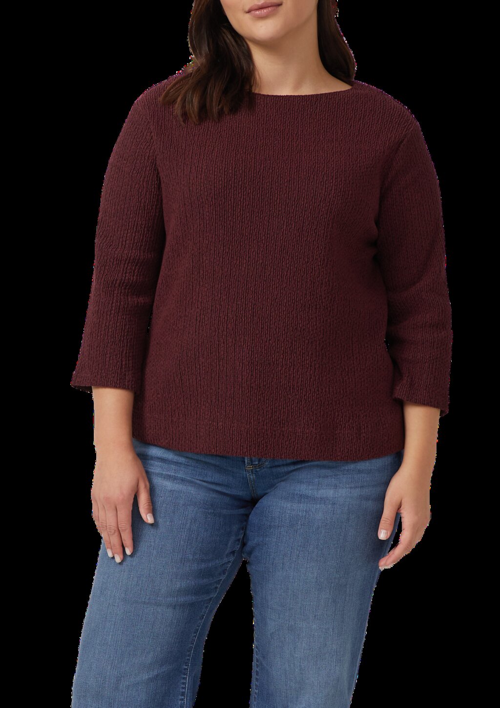 Verkürztes Struktur Shirt mit 3/4-Arm