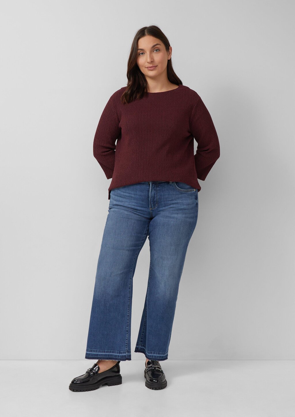 Verkürztes Struktur Shirt mit 3/4-Arm