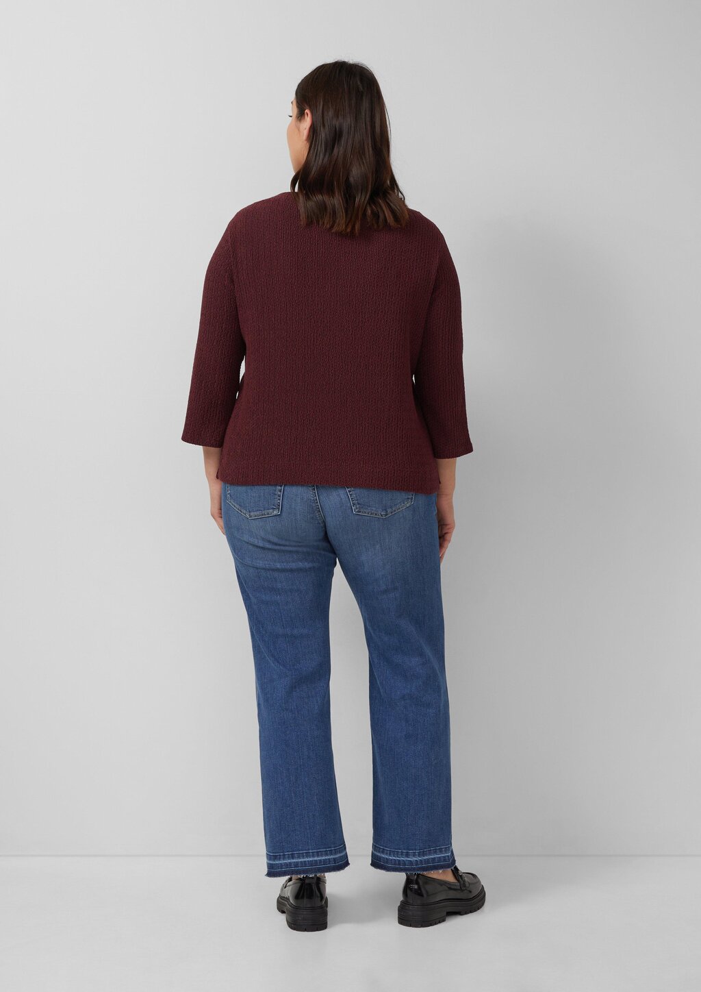 Verkürztes Struktur Shirt mit 3/4-Arm