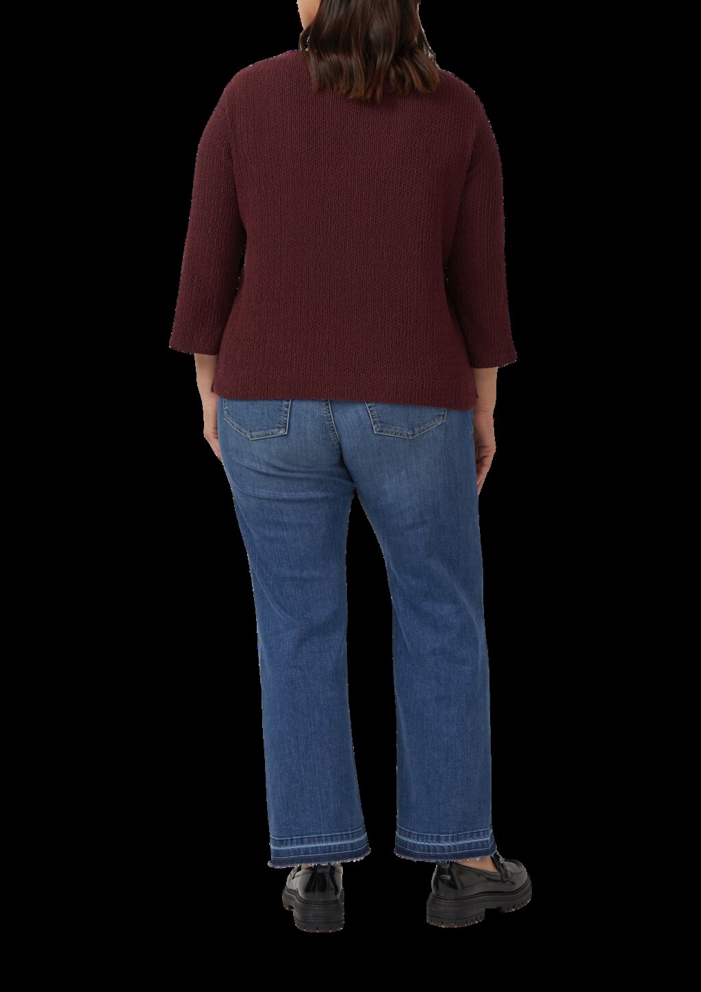 Verkürztes Struktur Shirt mit 3/4-Arm