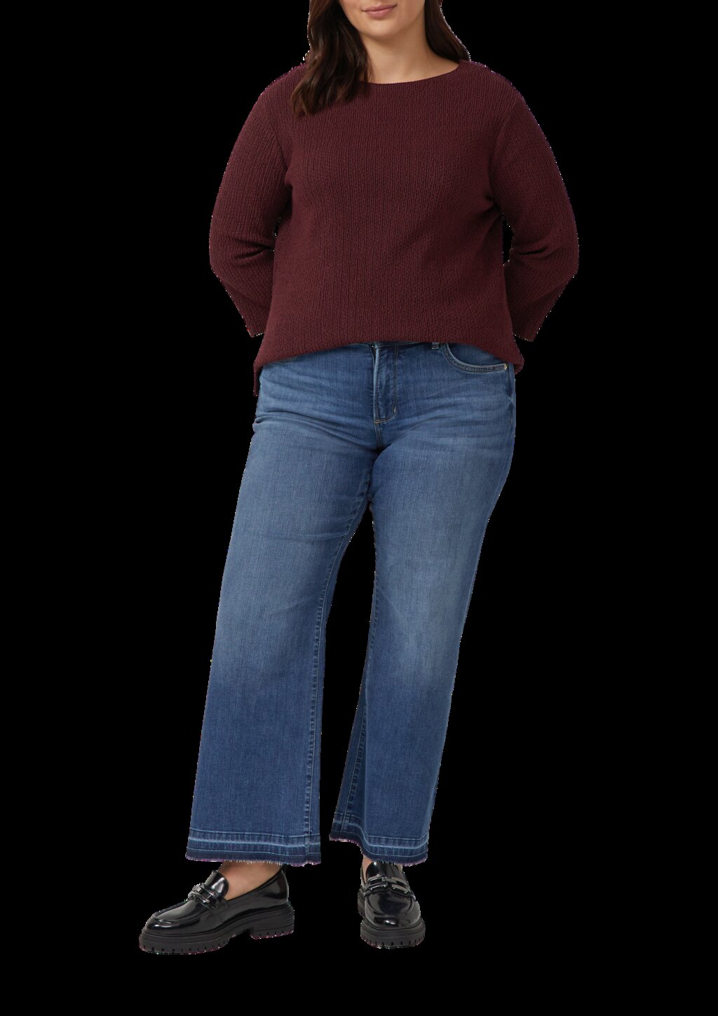 Verkürztes Struktur Shirt mit 3/4-Arm