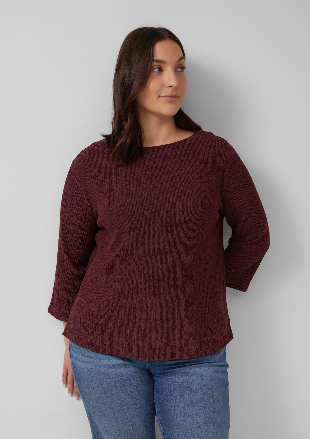 Verkürztes Struktur Shirt mit 3/4-Arm